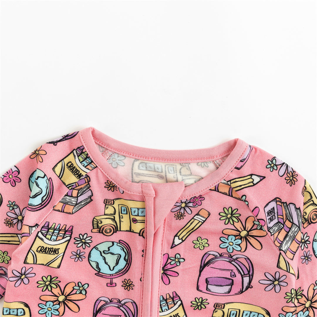 Papeterie scolaire en bambou pour bébé avec fermeture éclair