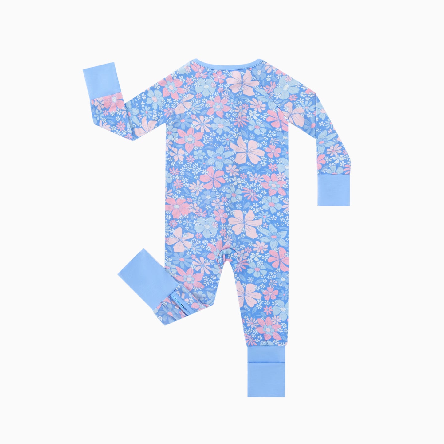 Spring Petal Party Bamboo Zipper Romper Pajamas
