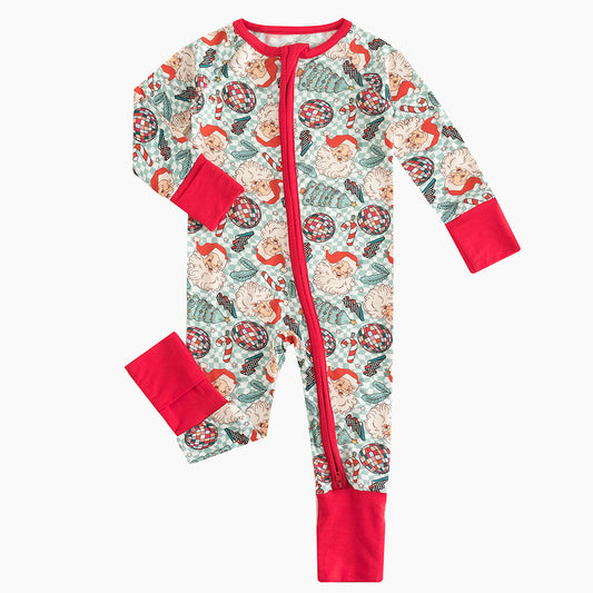 Christmas bamboo zipper romper design - baby apparel bamboo zipper romper with custom design - baby wear front view