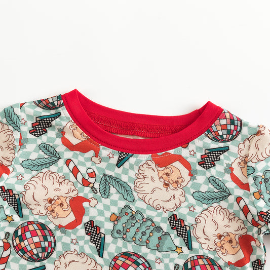 Christmas Santa Claus Plaid Bamboo Long Sleeve Pajama Set bamboo clothing design - baby apparel bamboo clothing with custom design - baby wear front view