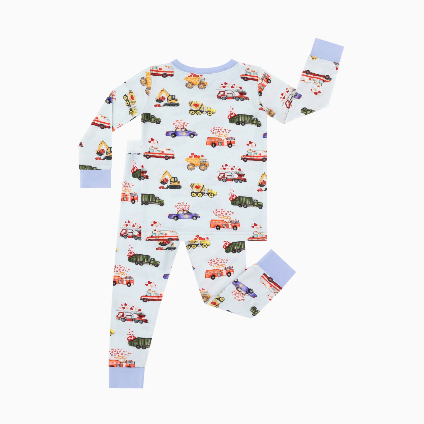 Valentine Hearts on Wheels Kids Bamboo Two-Piece Pajama Set