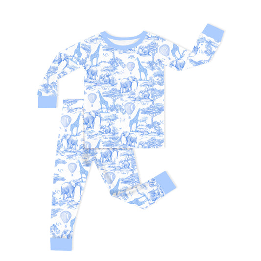 Safari Animal Print Kids Bamboo Pajama Close-Up - Jungle Pattern Fabric Detail