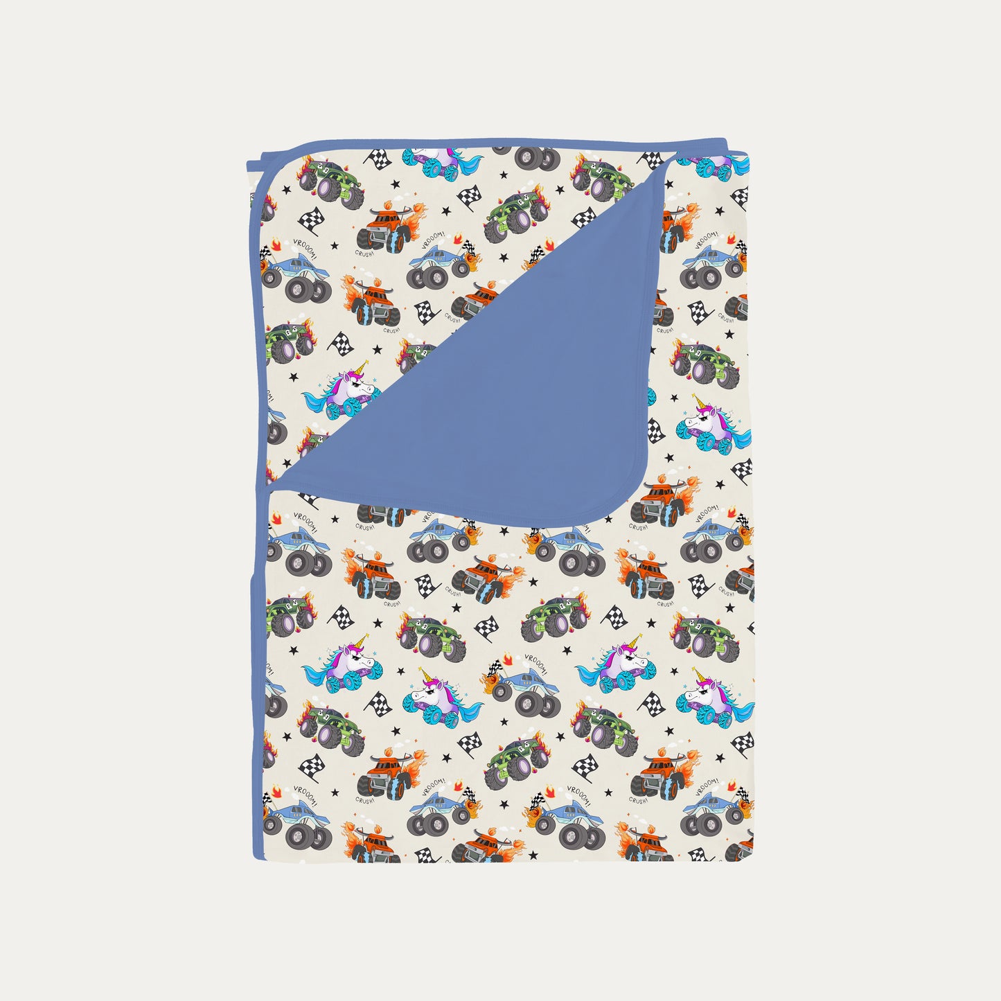 Monster Truck Blue Print Bamboo Blanket