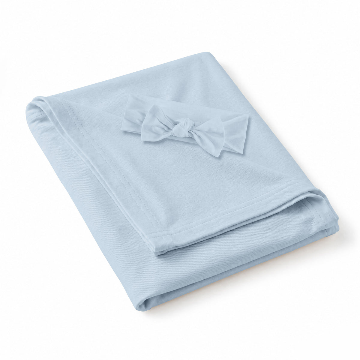Solid Sky Blue Bamboo Knotted Gown with Hat Set