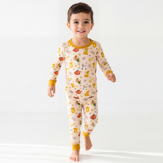 King Lion Friends Bamboo Long Sleeve Pajama Set bamboo clothing design - baby apparel bamboo clothing with custom design - baby wear front view