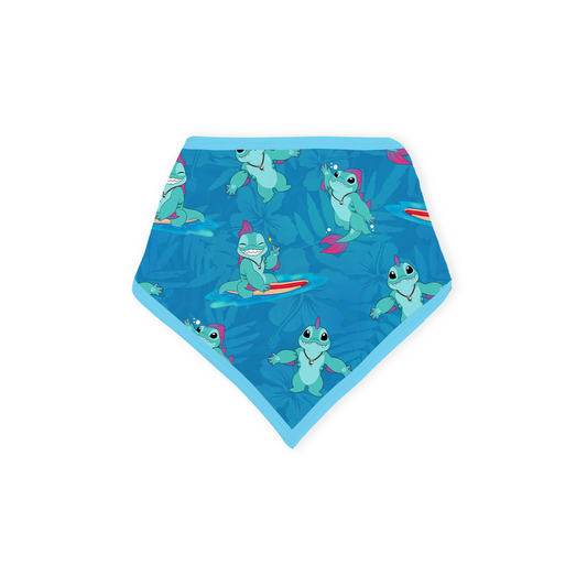 Surfing Dino Ocean Island Bamboo Baby Bib bamboo clothing design - baby apparel bamboo clothing with custom design - baby wear front view