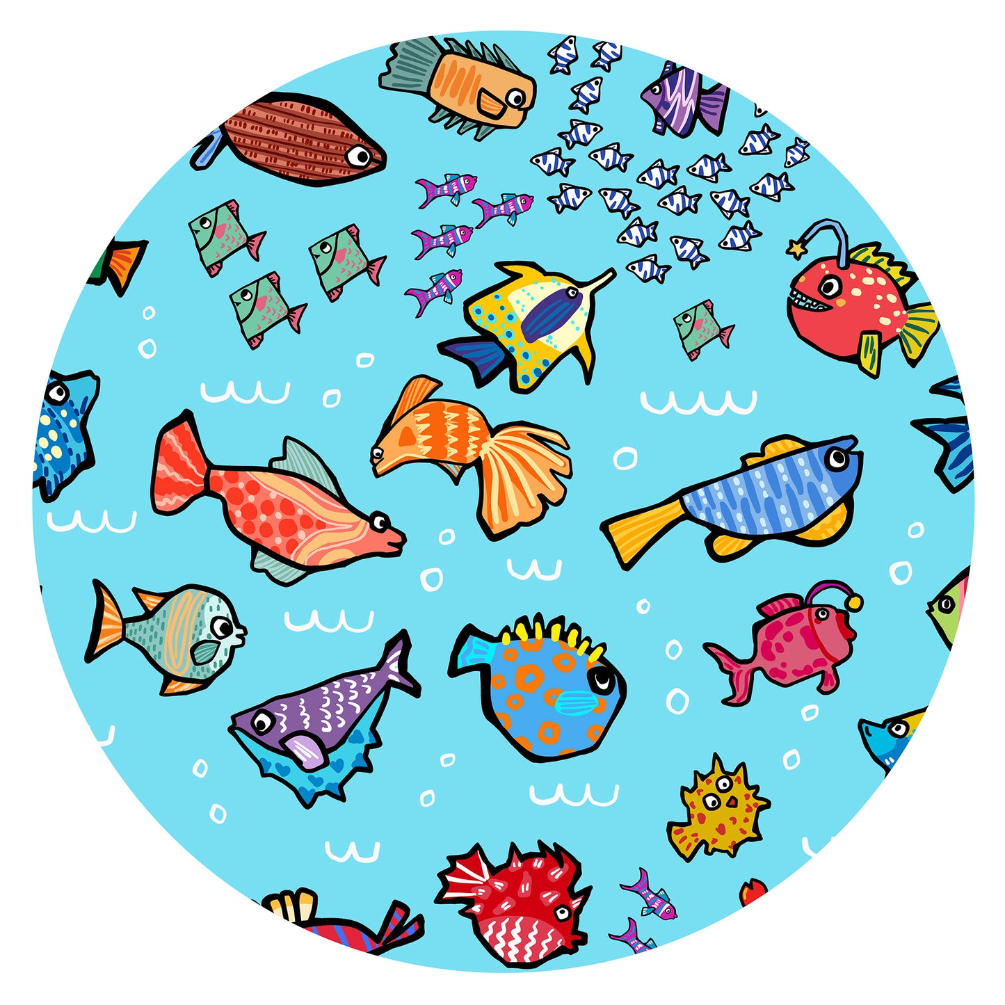 Baby Bamboo Zipper Pajama Romper Blue Ocean Fish Frenzy