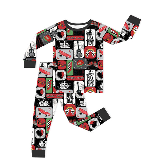 Halloween two-piece pajama set design - kids apparel two-piece pajama set with custom design - kids wear front view
