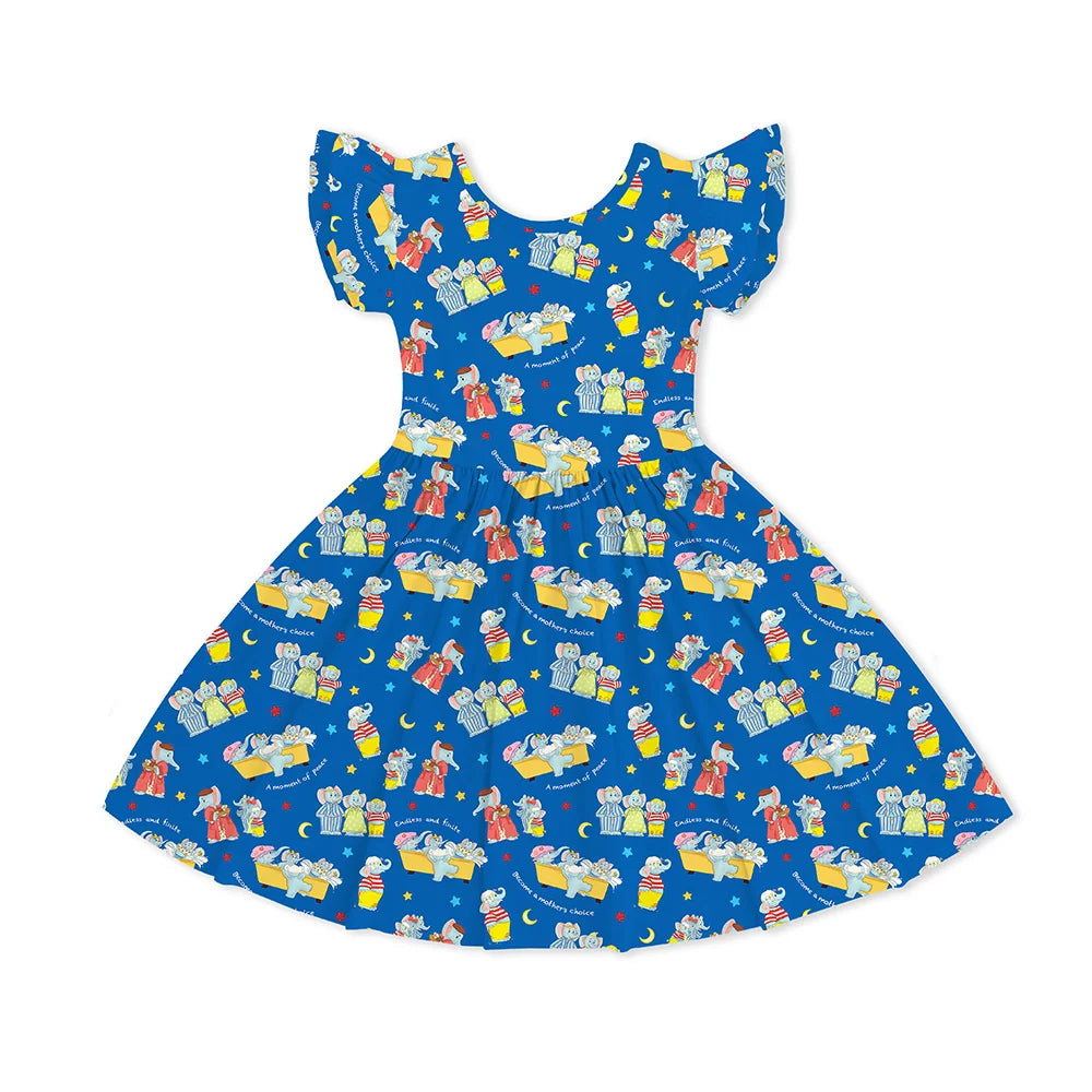 Father's & Mother's Day Elephant Family Kids Bamboo Short Sleeves Dress