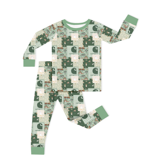 Heritage Farmstead Green Kids Two-Piece Pajama Set
