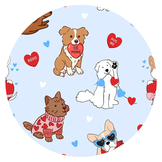 Valentine Heart Puppy Cuddle Crew Blue Bamboo Blanket bamboo clothing design - baby apparel bamboo clothing with custom design - baby wear front view