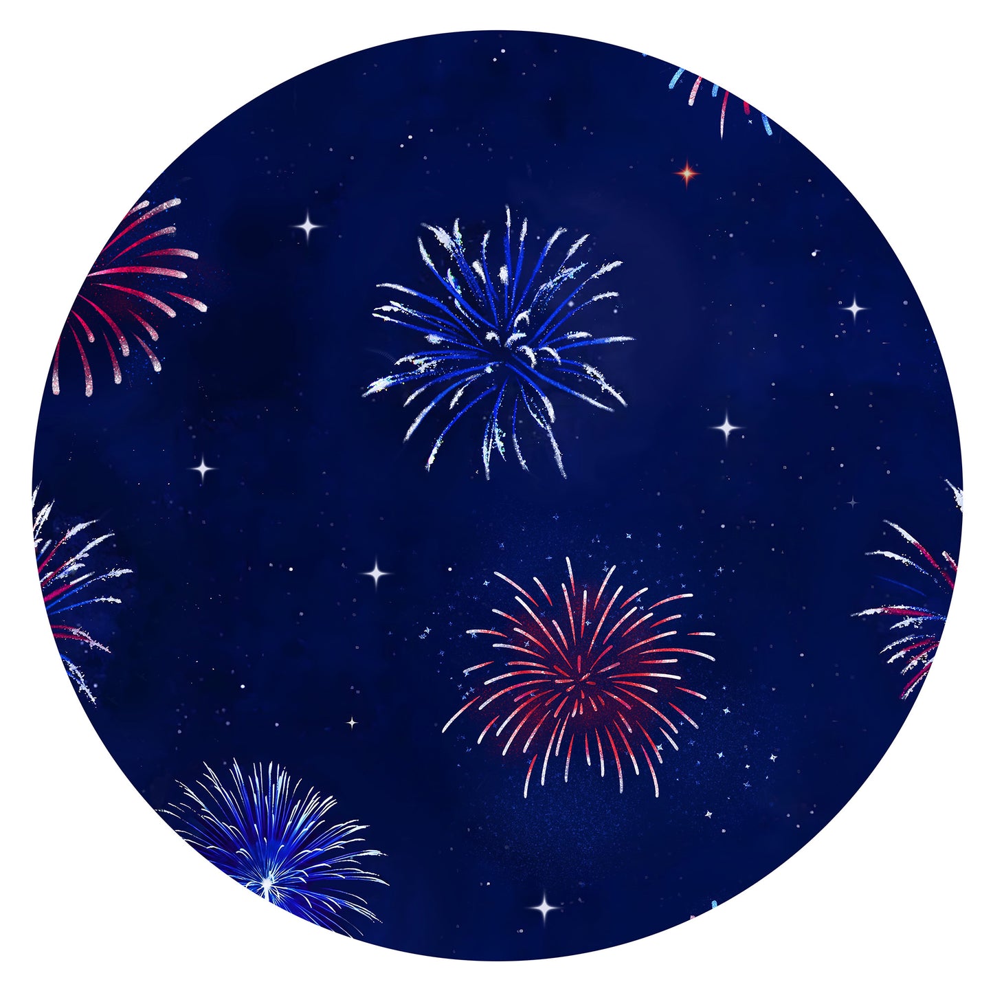 4th of July Colorful Firework Twinkle Stars Navy Bamboo Two-Piece Pajama Short Sleeve Set