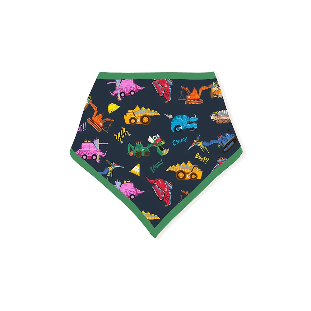 Dinosaur Digger Green Bamboo Baby Bib