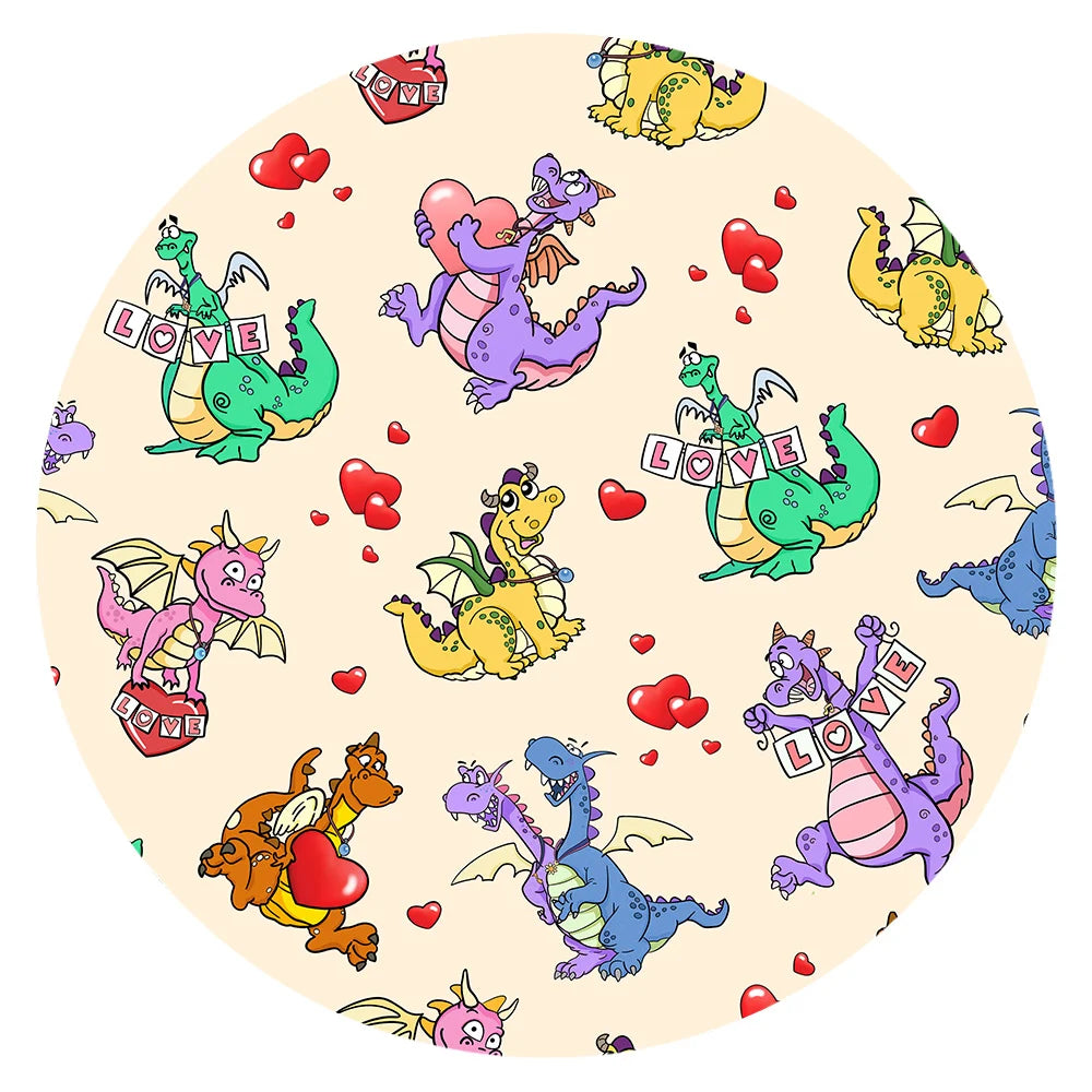 Valentine Dino Love Adventure and Hearts Bamboo Baby Bib