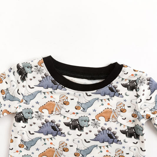 Cartoon Cute Dinosaur Bamboo Long Sleeve Pajama Set bamboo clothing design - baby apparel bamboo clothing with custom design - baby wear front view