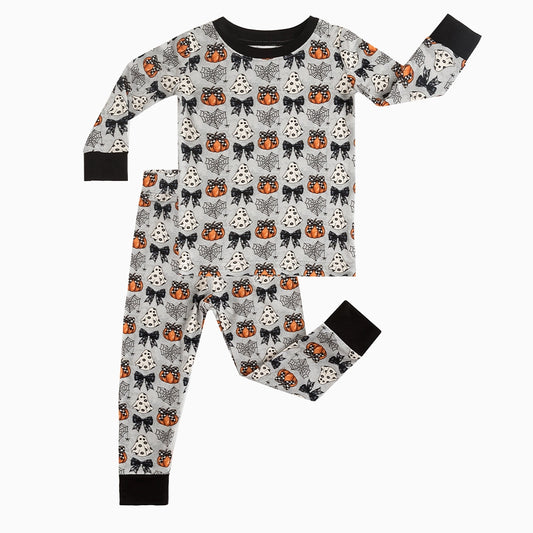 Halloween long sleeve pajama set design - baby apparel long sleeve pajama set with custom design - baby wear front view