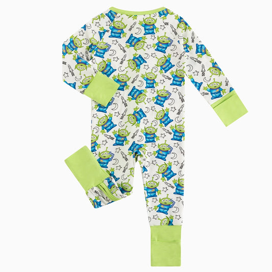 Back view of the green monster bamboo fiber zipper bodysuit