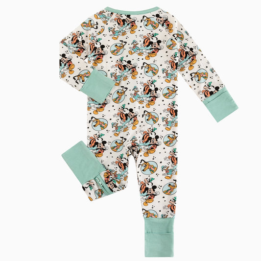 Mouse Dog Duck Baby Bamboo Zipper Romper Pajamas bamboo clothing design - baby apparel bamboo clothing with custom design - baby wear front view