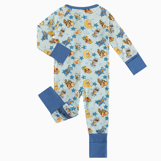 Little Bear Pentagram Baby Bamboo Zipper Romper Pajamas bamboo clothing design - baby apparel bamboo clothing with custom design - baby wear front view