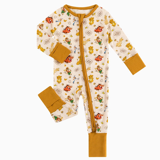 Lion jungle pattern bamboo fabric baby romper children sleepwear wild