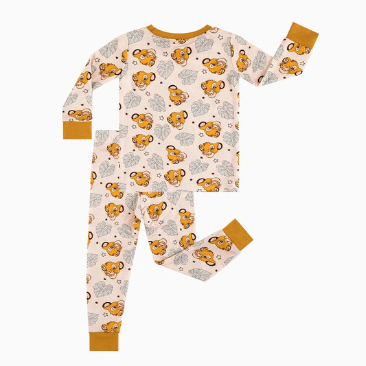 Little King Lion Leaf Bamboo Long Sleeve Pajama Set bamboo clothing design - baby apparel bamboo clothing with custom design - baby wear front view
