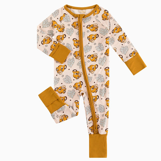 bamboo zipper romper custom pattern - baby comfort wear bamboo zipper romper with custom design - baby wear front view