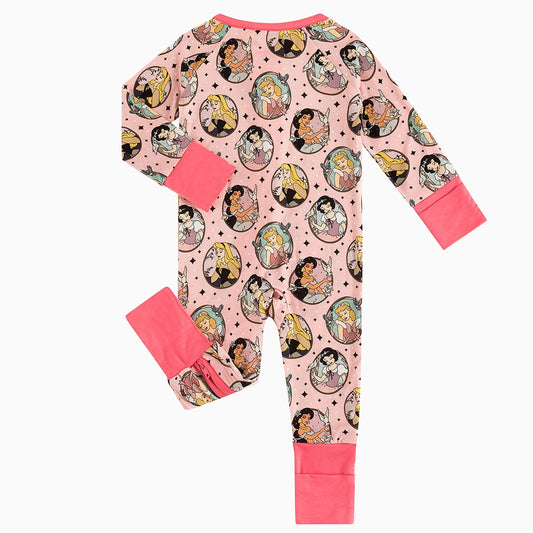 Beautiful Princesses Baby Bamboo Zipper Romper Pajamas bamboo clothing design - baby apparel bamboo clothing with custom design - baby wear front view