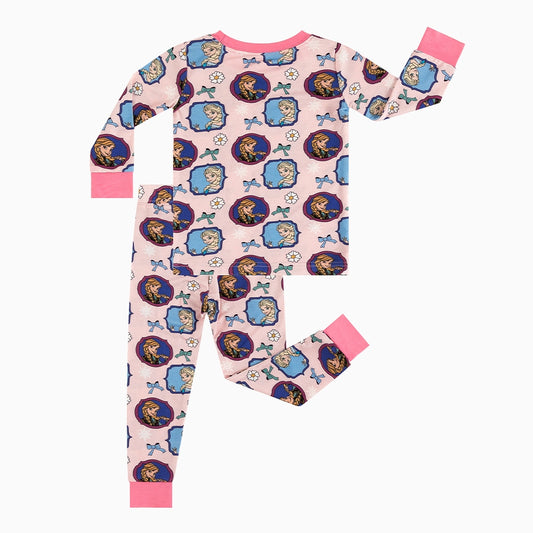 Flower Bow Princess Sisters Bamboo Long Sleeve Pajama Set bamboo clothing design - baby apparel bamboo clothing with custom design - baby wear front view