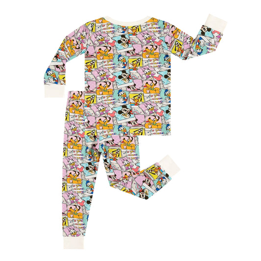Cartoon Mouse Duck Dog Bamboo Long Sleeve Pajama Set bamboo clothing design - baby apparel bamboo clothing with custom design - baby wear front view