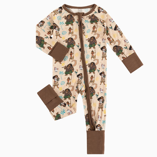 Ocean Adventure Baby Bamboo Zipper Romper Pajamas bamboo clothing design - baby apparel bamboo clothing with custom design - baby wear front view