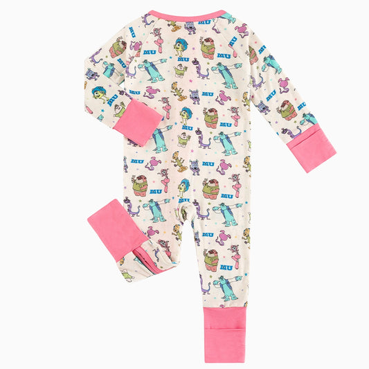 Monster Pentagram Baby Bamboo Zipper Romper Pajamas bamboo clothing design - baby apparel bamboo clothing with custom design - baby wear front view