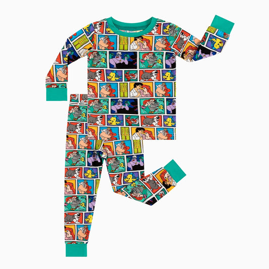 Mermaid Plaid Bamboo Long Sleeve Pajama Set bamboo clothing design - baby apparel bamboo clothing with custom design - baby wear front view