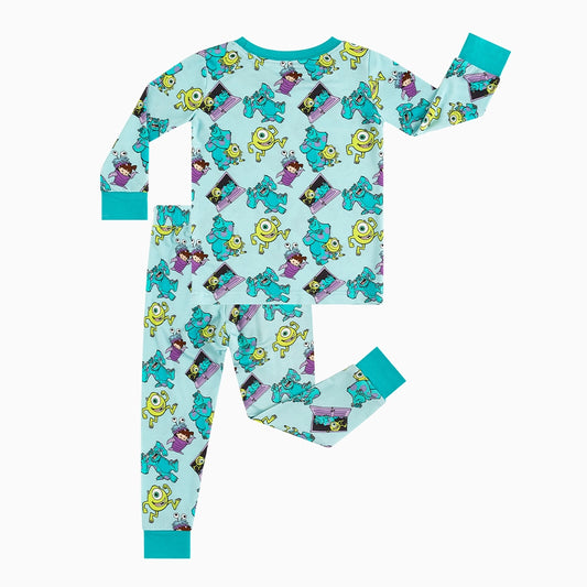 Monster And Kids Bamboo Long Sleeve Pajama Set bamboo clothing design - baby apparel bamboo clothing with custom design - baby wear front view