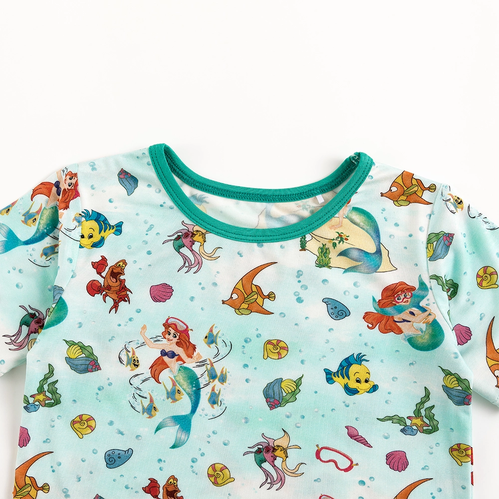 Mermaid Shell Fish Bamboo Shorts Kids Pajama Sets