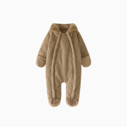 Chocolate Brown Baby Bear Fleece Hooded Romper