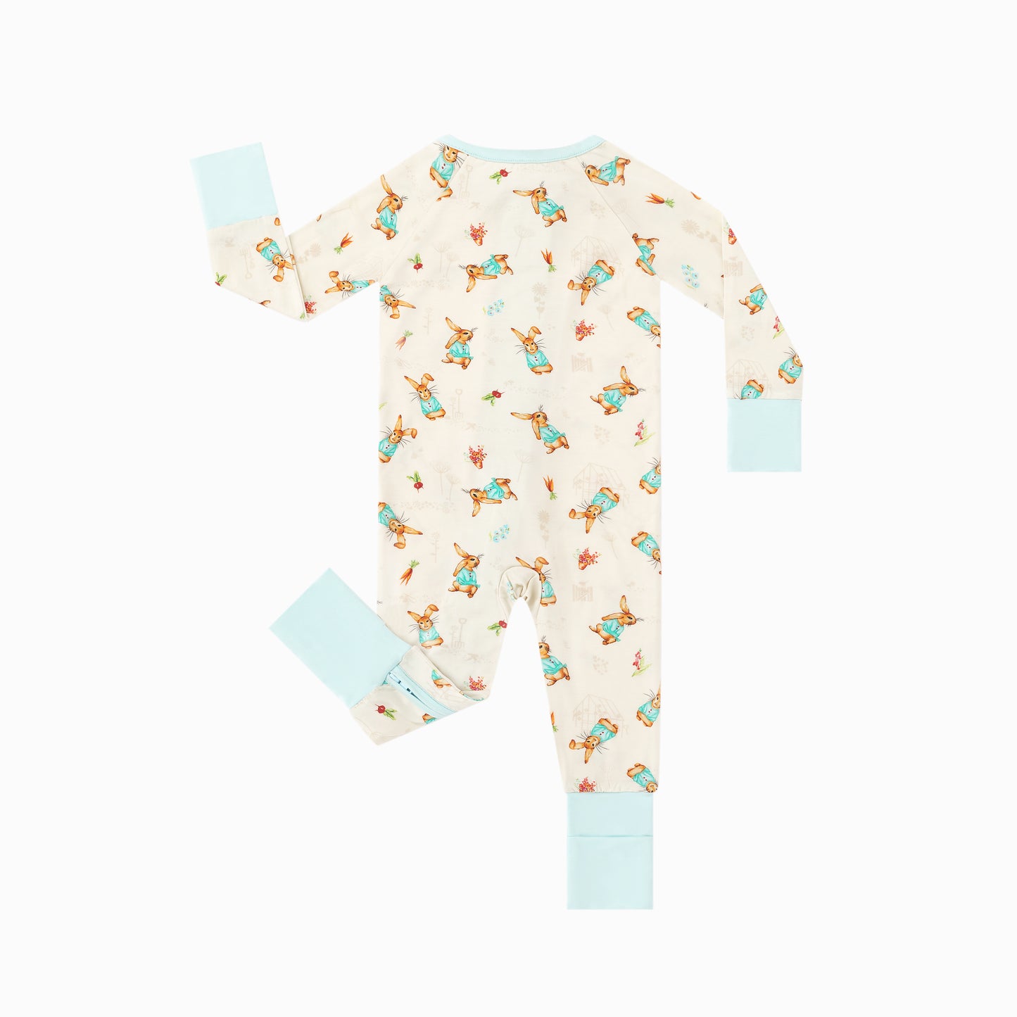 Easter Bunny and Spring Garden Bamboo Zipper Romper Pajamas