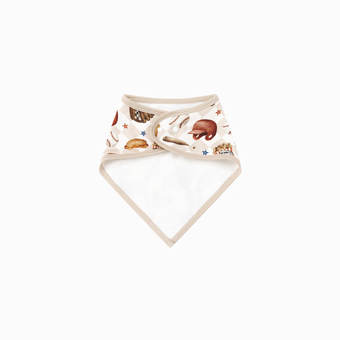 Khaki Plaid Baseball Snack Adventure Bamboo Baby Bib