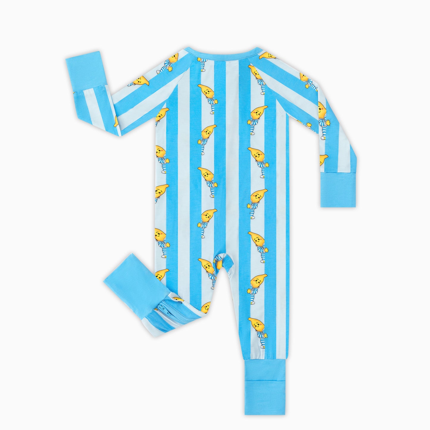 Blue Stripe Banana Friends Bamboo Zipper Romper Pajamas