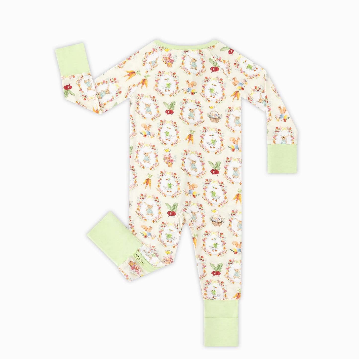 Easter Garden Bunny with Carrots Bamboo Zipper Romper Pajamas