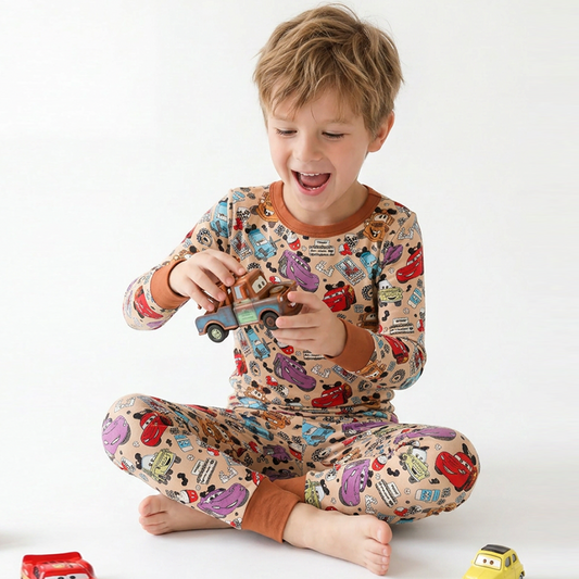 Car Club Bamboo Long Sleeve Pajama Set bamboo clothing design - baby apparel bamboo clothing with custom design - baby wear front view