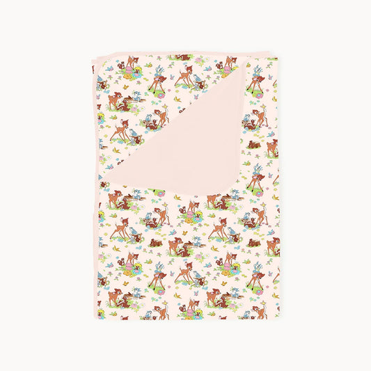 Little Deer Flowers Animals Print Bamboo Blanket