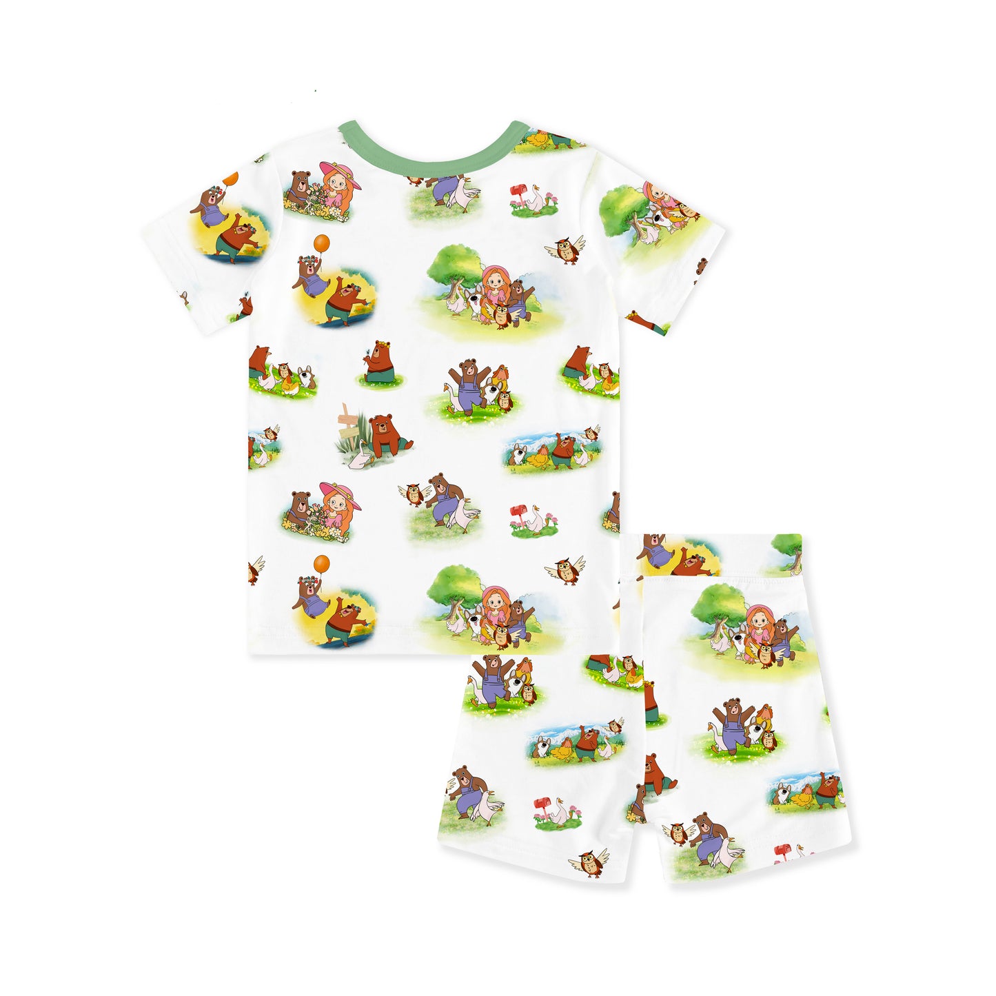 Sweet Forest Friends and Garden Kids Bamboo Two-Piece Pajama Short Sleeve Set