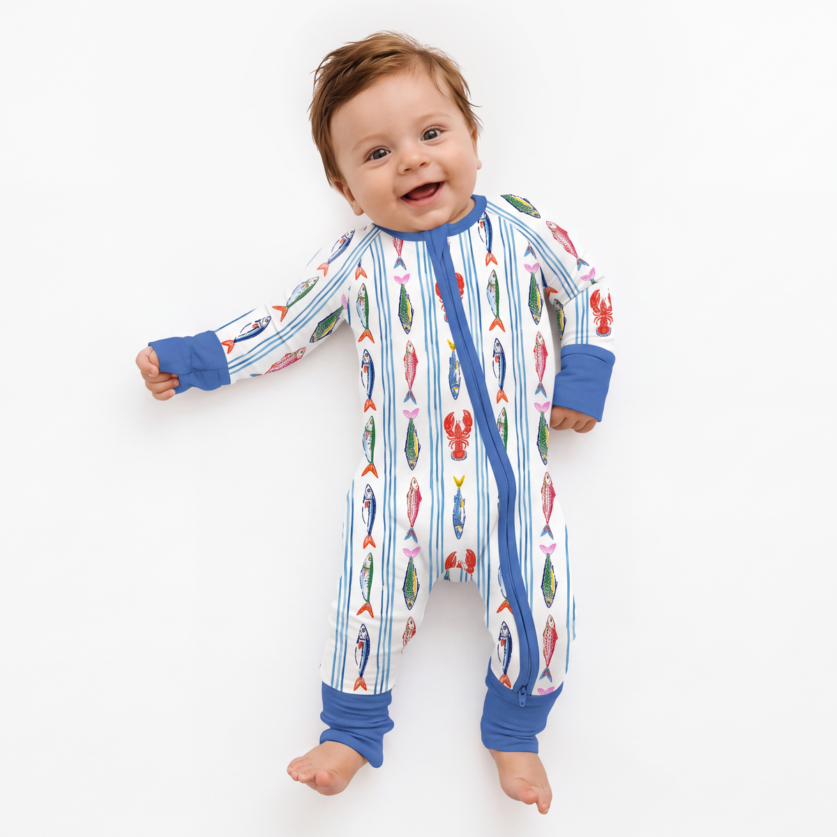 Coastal Catc Baby Bamboo Zipper Pajama Romper