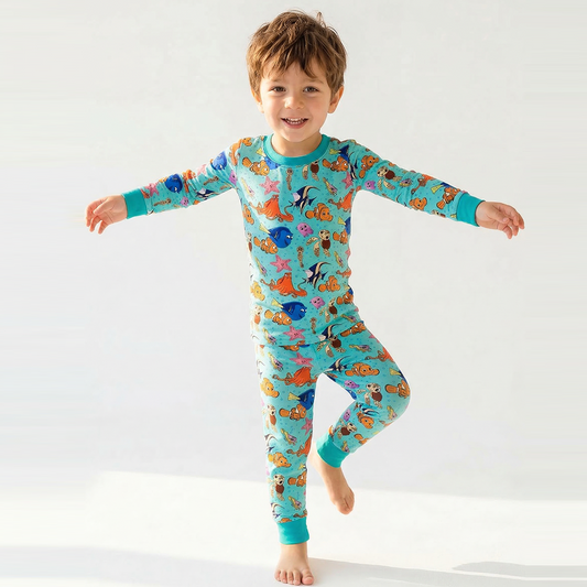 Marine animal children's bamboo fiber two-piece pajama set model