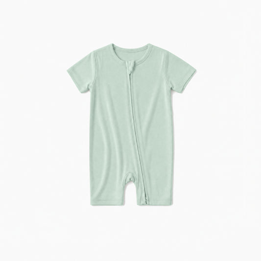 Baby Bamboo Zipper Pajama Romper Sage Green Solid