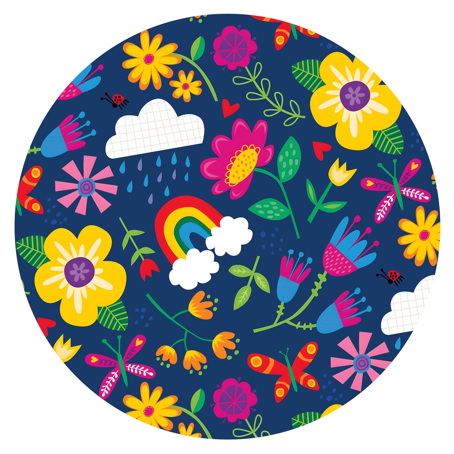 Kids Bamboo Two-Piece Pajama Set Sunny Rainbow Garden and Playful Petals