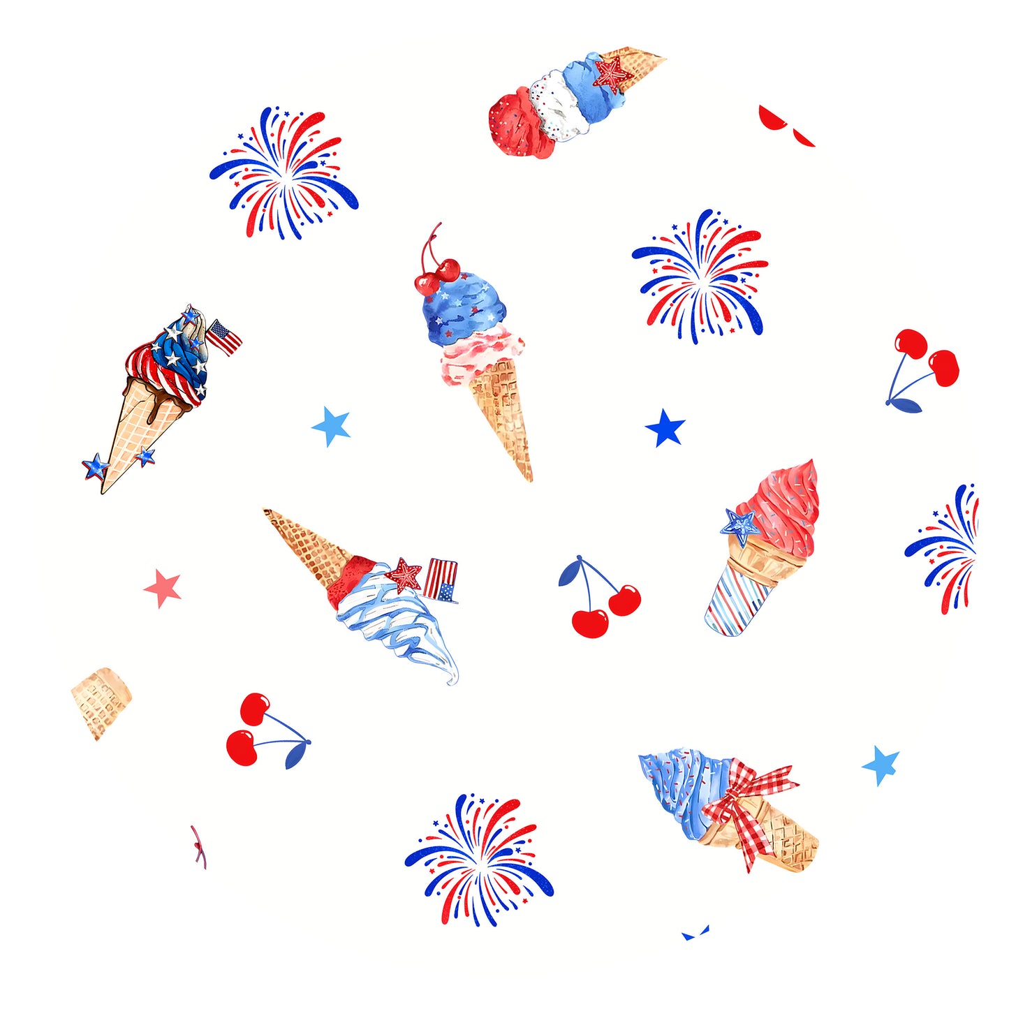 4th of July Ice Cream and Fireworks Bamboo Zipper Romper Pajamas
