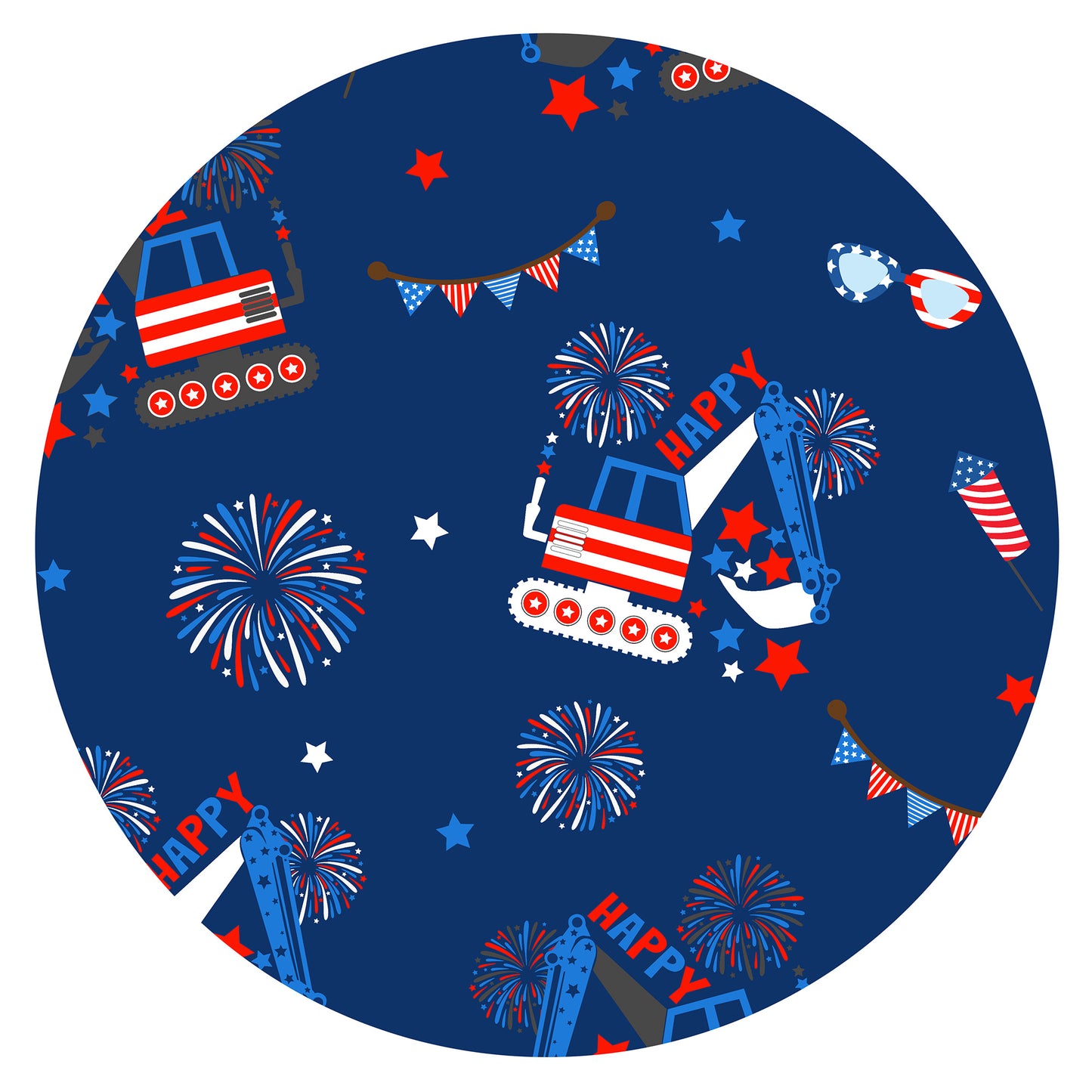 4th of July Red White Fireworks and Truck Kids Bamboo Two-Piece Pajama Short Sleeve Set