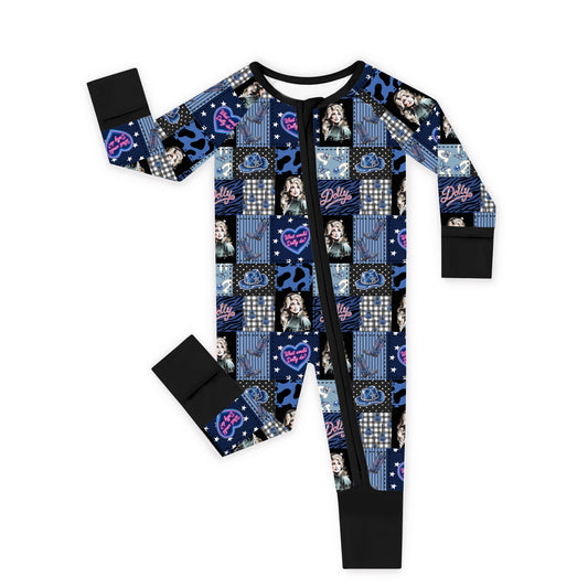 Dolly Neon Country Disco Bamboo Zipper Romper Pajamas