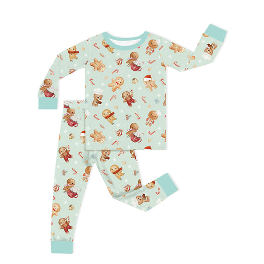Gingerbread Kids Bamboo Pajama Set Fabric Close-Up - Soft Breathable Bamboo Viscose Texture